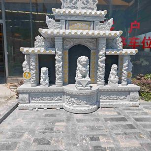 佛山芝麻白中国黑石材套墓 花岗岩墓碑