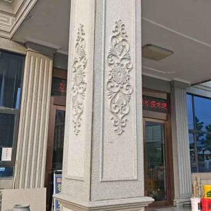 佛山芝麻白别墅雕刻柱子  黄金麻